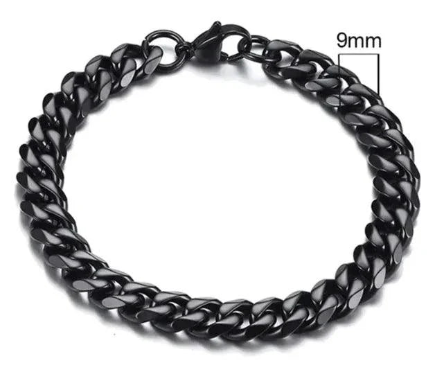 Pulsera Cubana de Acero Inoxidable Baño de Oro (3-11mm)