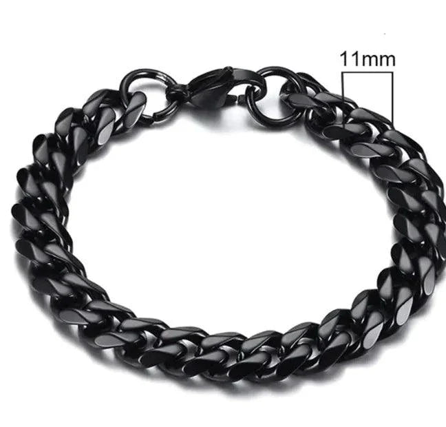 Pulsera Cubana de Acero Inoxidable Baño de Oro (3-11mm)