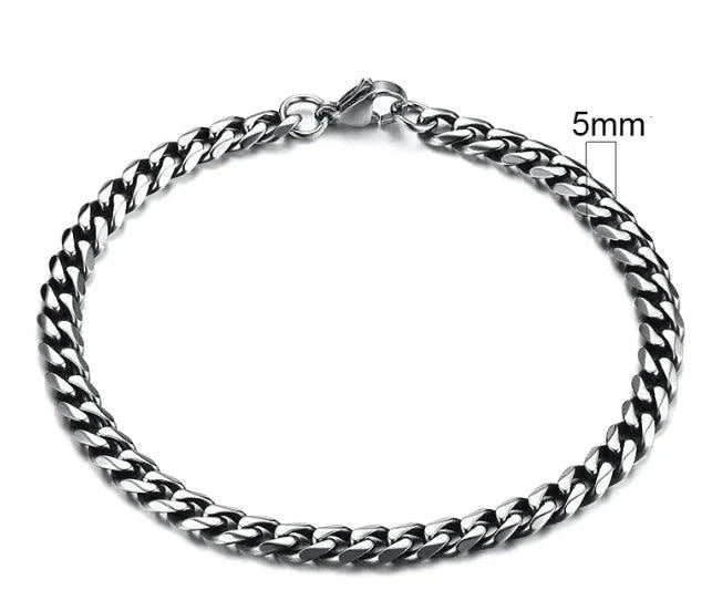 Pulsera Cubana de Acero Inoxidable Baño de Oro (3-11mm)