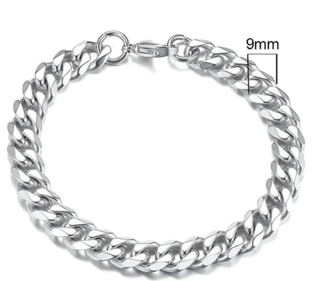 Pulsera Cubana de Acero Inoxidable Baño de Oro (3-11mm)