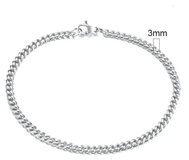 Pulsera Cubana de Acero Inoxidable Baño de Oro (3-11mm)