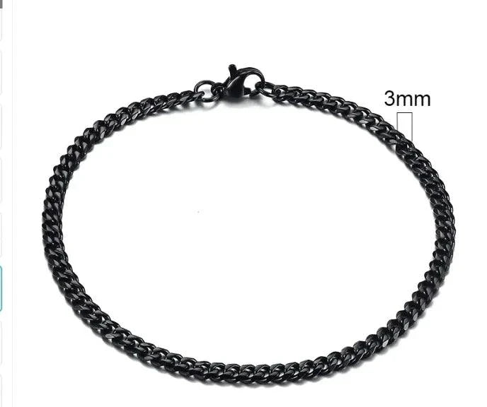 Pulsera Cubana de Acero Inoxidable Baño de Oro (3-11mm)