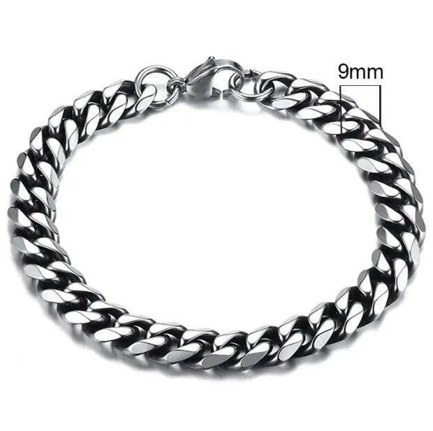 Pulsera Cubana de Acero Inoxidable Baño de Oro (3-11mm)