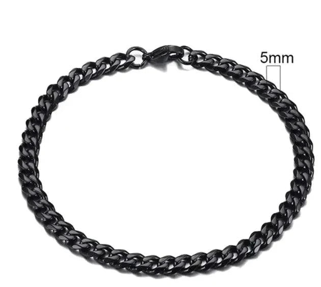 Pulsera Cubana de Acero Inoxidable Baño de Oro (3-11mm)
