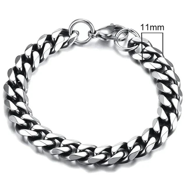 Pulsera Cubana de Acero Inoxidable Baño de Oro (3-11mm)