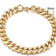 Pulsera Cubana de Acero Inoxidable Baño de Oro (3-11mm)