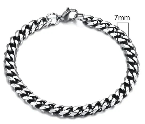 Pulsera Cubana de Acero Inoxidable Baño de Oro (3-11mm)
