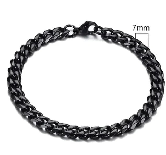 Pulsera Cubana de Acero Inoxidable Baño de Oro (3-11mm)
