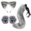 Ensemble de queue et d'oreilles de renard d'Halloween - Costume de cosplay avec gants de patte