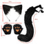 Ensemble de queue et d'oreilles de renard d'Halloween - Costume de cosplay avec gants de patte