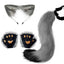 Ensemble de queue et d'oreilles de renard d'Halloween - Costume de cosplay avec gants de patte