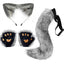 Ensemble de queue et d'oreilles de renard d'Halloween - Costume de cosplay avec gants de patte