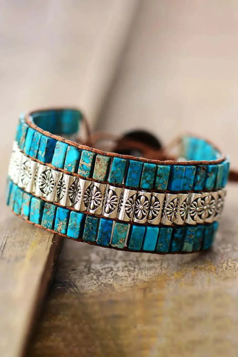 Pulsera de Piedra Natural de Tres Capas Hecha a Mano