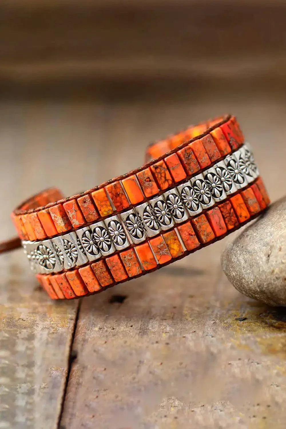 Pulsera de Piedra Natural de Tres Capas Hecha a Mano