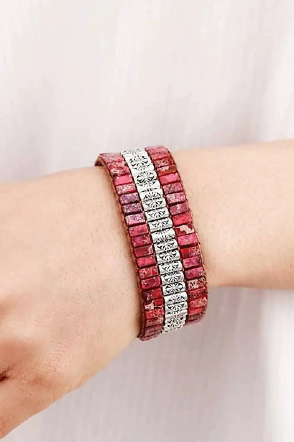 Pulsera de Piedra Natural de Tres Capas Hecha a Mano