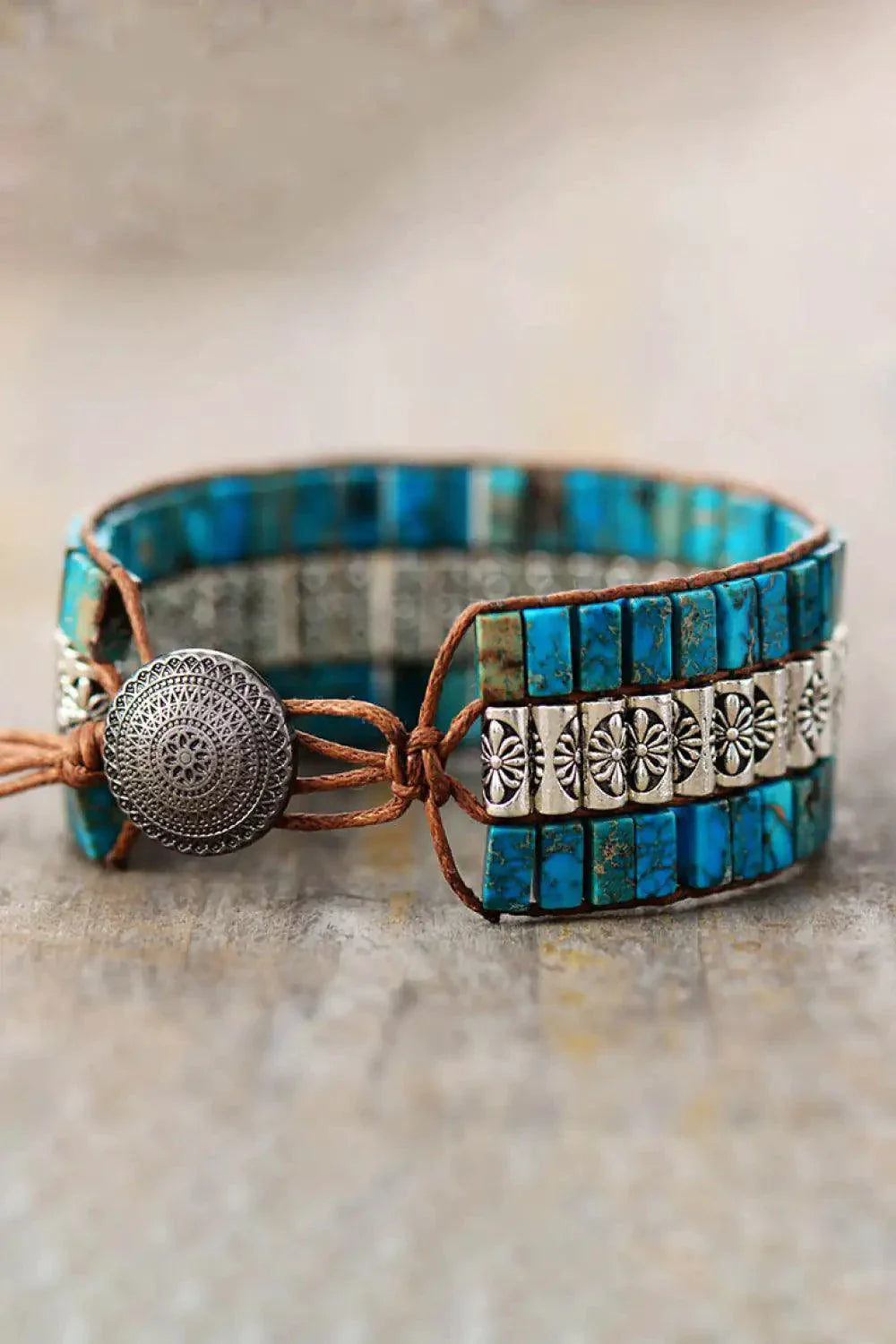Pulsera de Piedra Natural de Tres Capas Hecha a Mano
