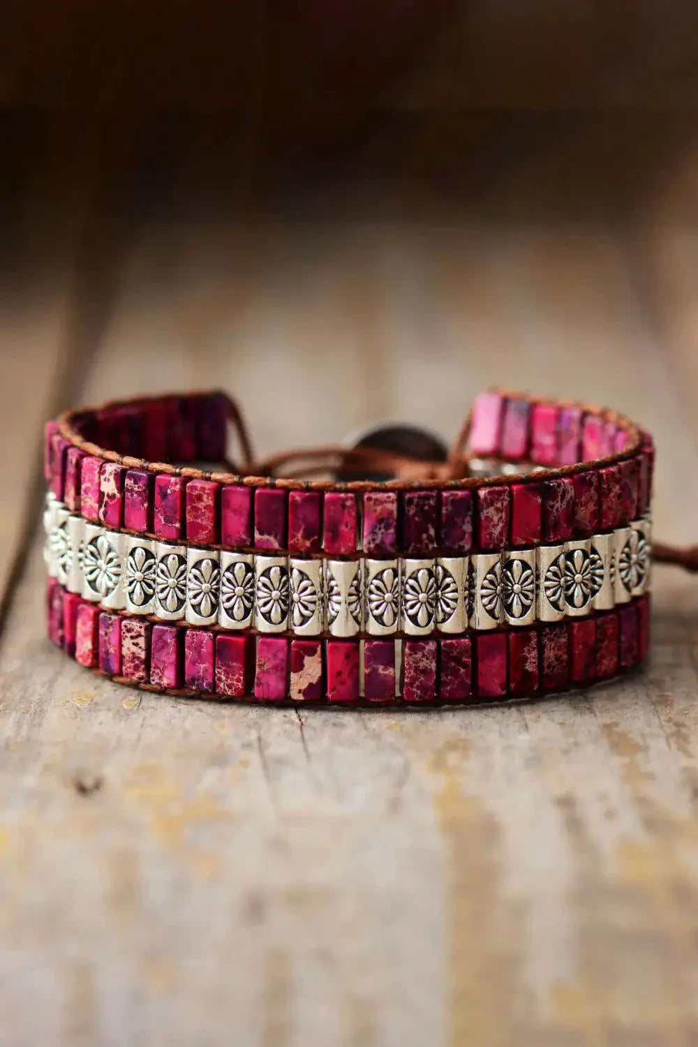 Pulsera de Piedra Natural de Tres Capas Hecha a Mano