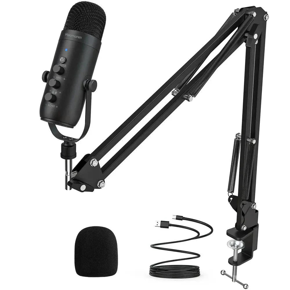 Haomuren USB Streaming Podcast Microphone Kit