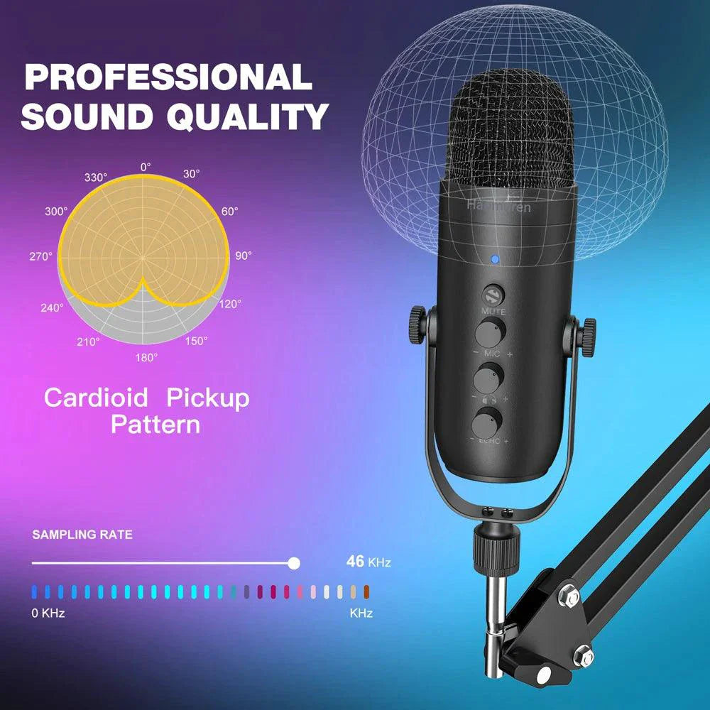 Haomuren USB Streaming Podcast Microphone Kit