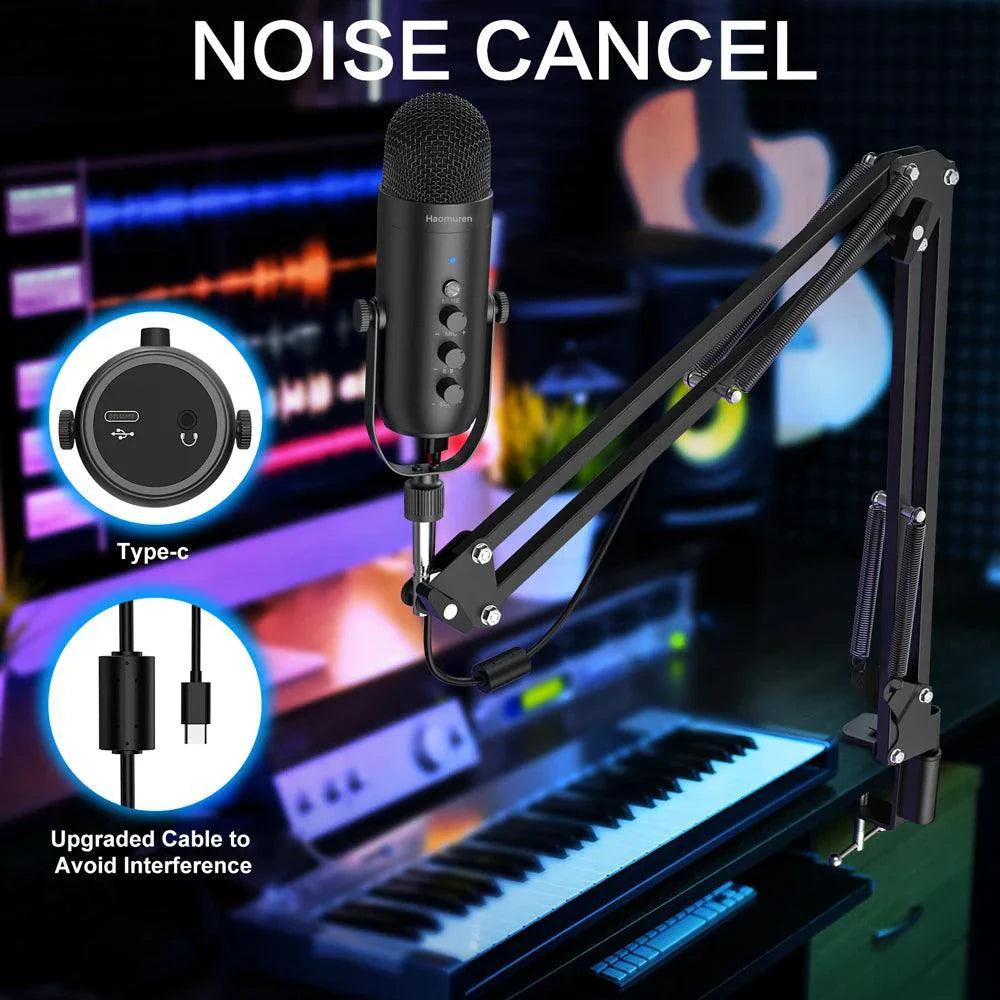 Haomuren USB Streaming Podcast Microphone Kit