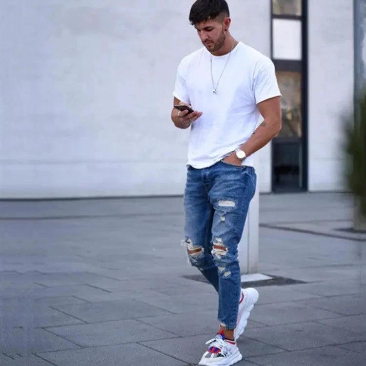 Jeans pour hommes Premium Hole pour un style sans effort