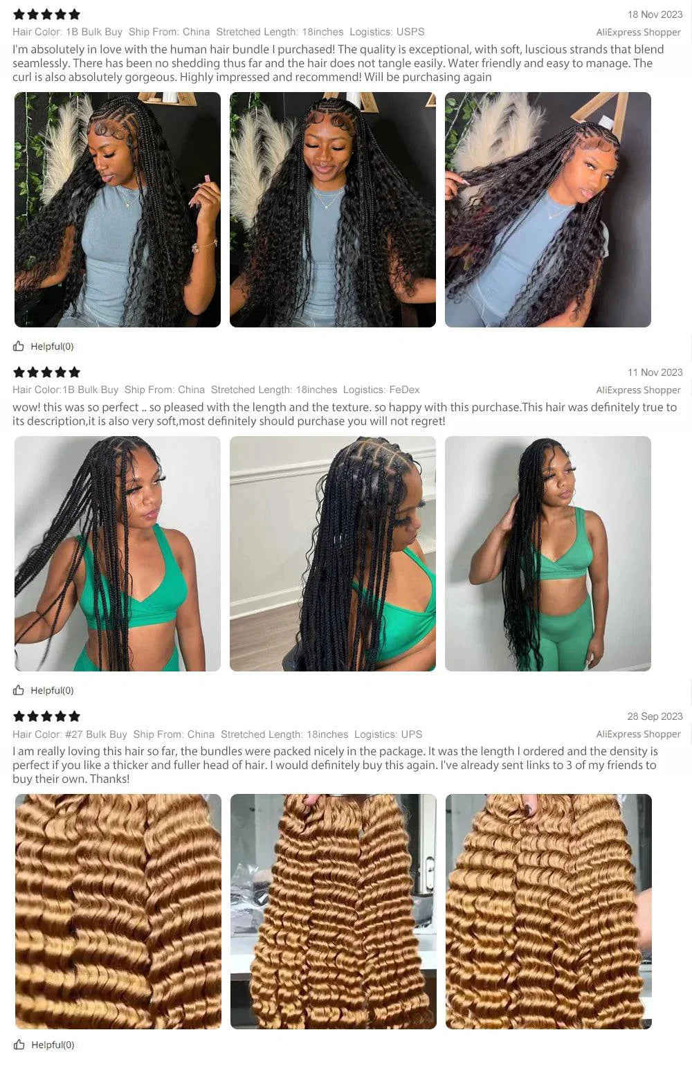 Ensemble de tresses en cheveux humains de 20" - Mèches profondes P4/27
