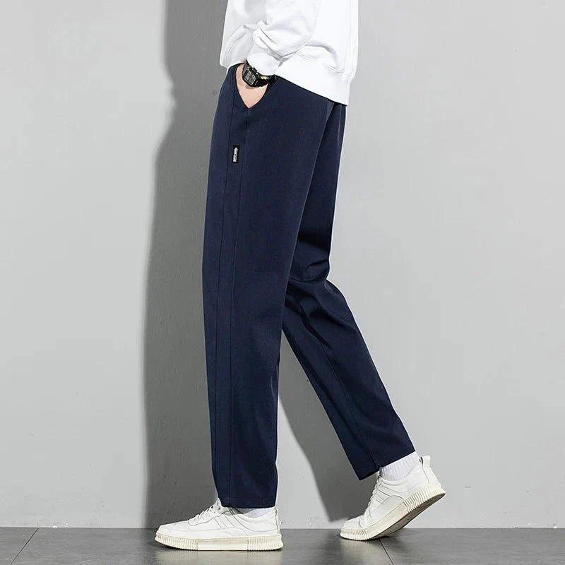 Ice Silk Men's Summer Pants - Black Gray Business Casual