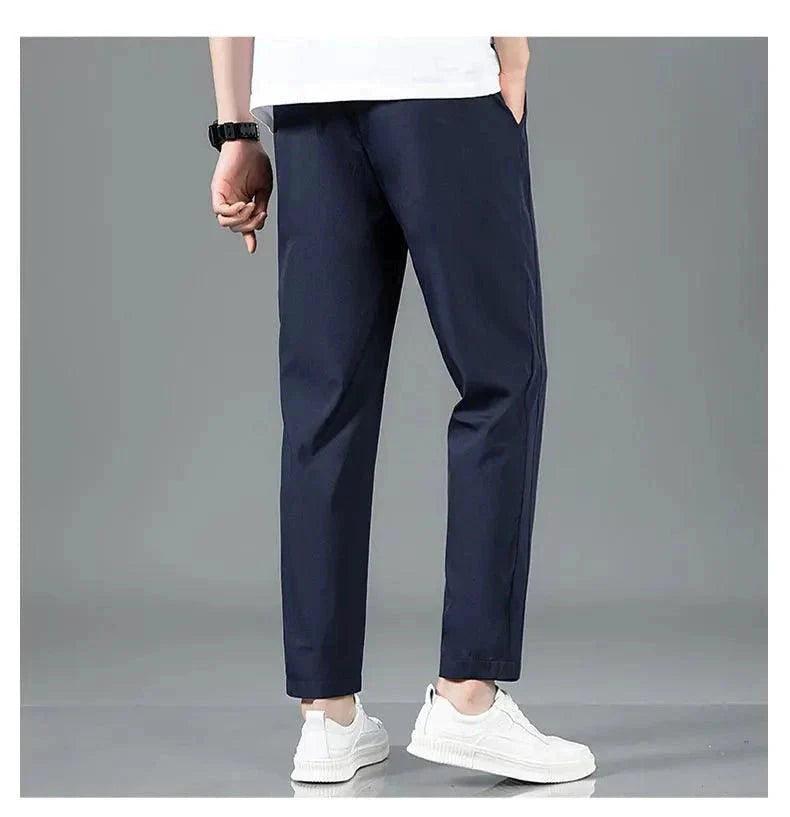Ice Silk Men's Summer Pants - Black Gray Business Casual