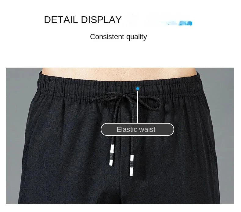 Ice Silk Men's Summer Pants - Black Gray Business Casual