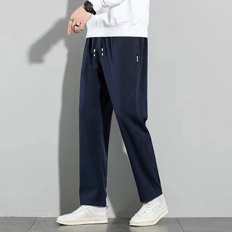 Ice Silk Men's Summer Pants - Black Gray Business Casual