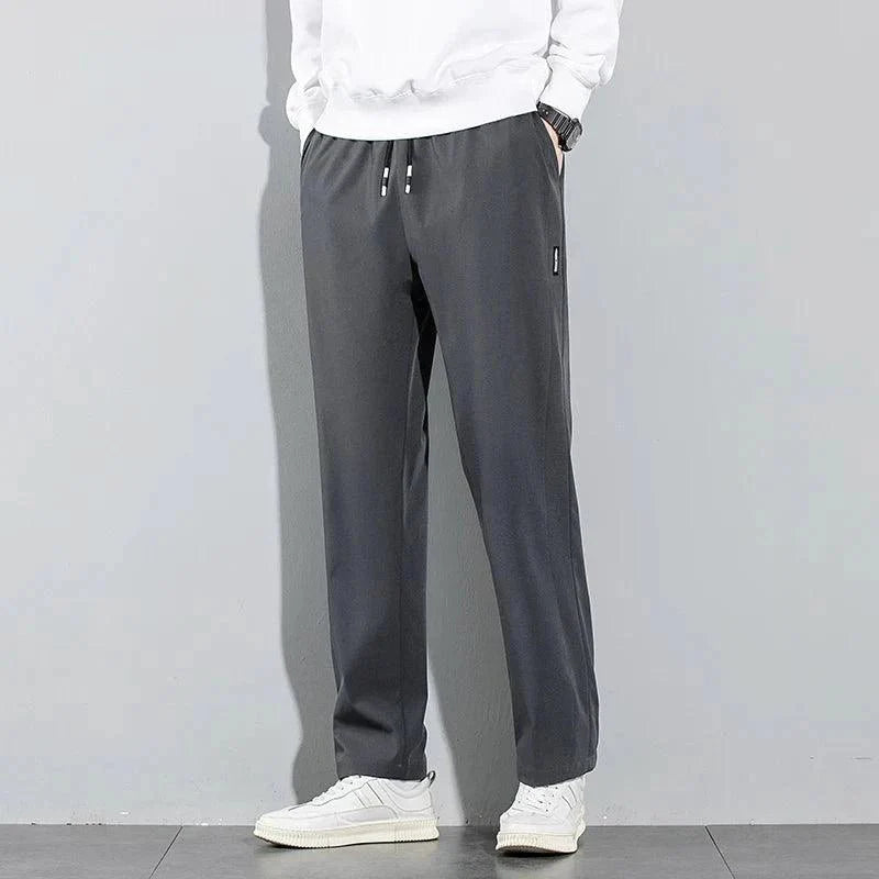 Ice Silk Men's Summer Pants - Black Gray Business Casual