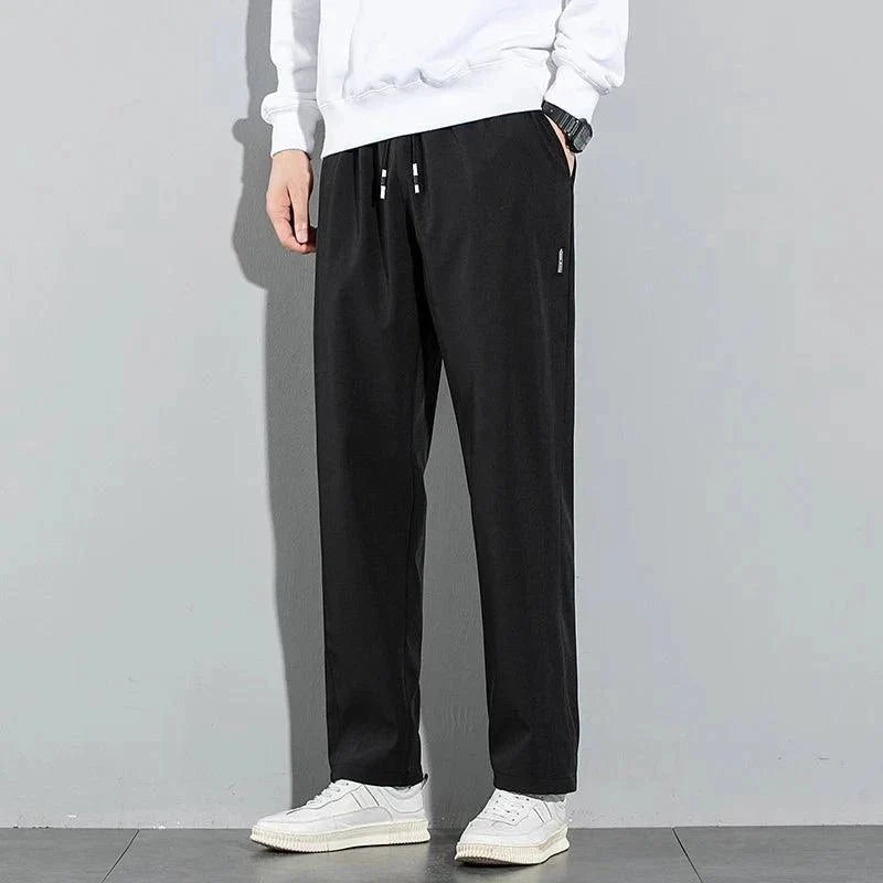 Ice Silk Men's Summer Pants - Black Gray Business Casual