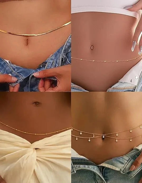8-Piece 18K Gold Plated Adjustable Waist Chain Set