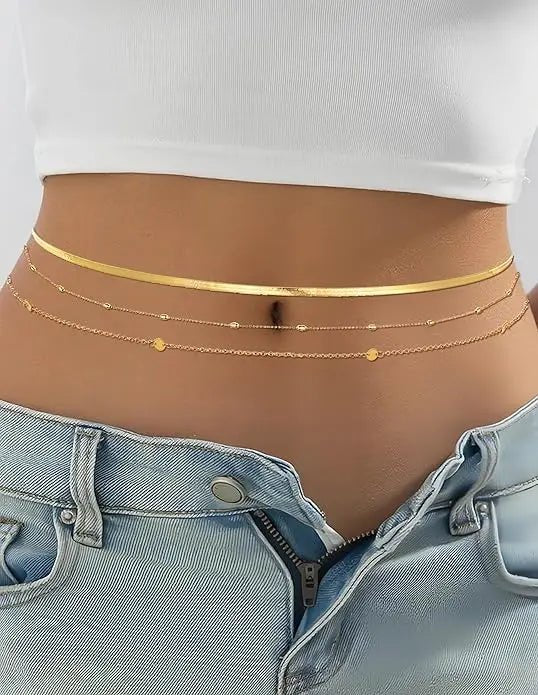 8-Piece 18K Gold Plated Adjustable Waist Chain Set