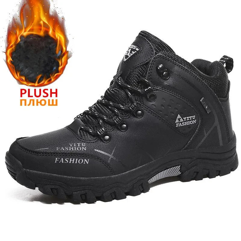 Bottes en cuir imperméables d'hiver pour hommes de qualité supérieure pour activités en plein air