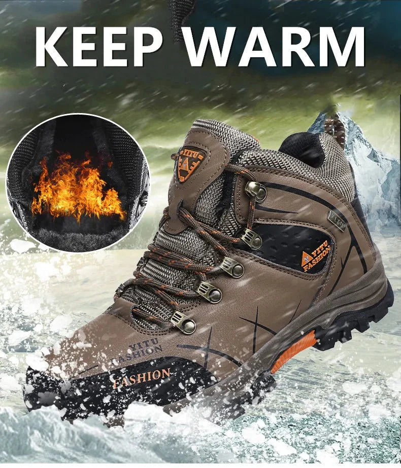Bottes en cuir imperméables d'hiver pour hommes de qualité supérieure pour activités en plein air