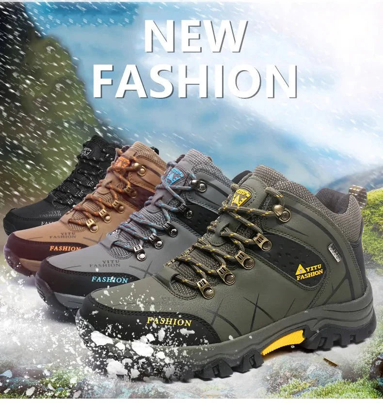 Bottes en cuir imperméables d'hiver pour hommes de qualité supérieure pour activités en plein air