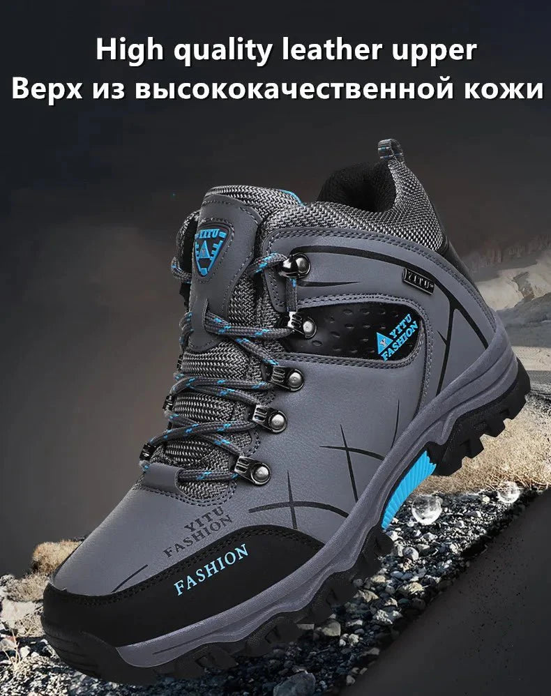 Bottes en cuir imperméables d'hiver pour hommes de qualité supérieure pour activités en plein air