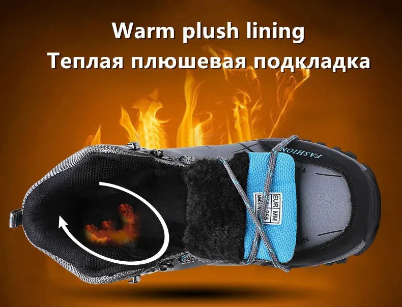 Bottes en cuir imperméables d'hiver pour hommes de qualité supérieure pour activités en plein air