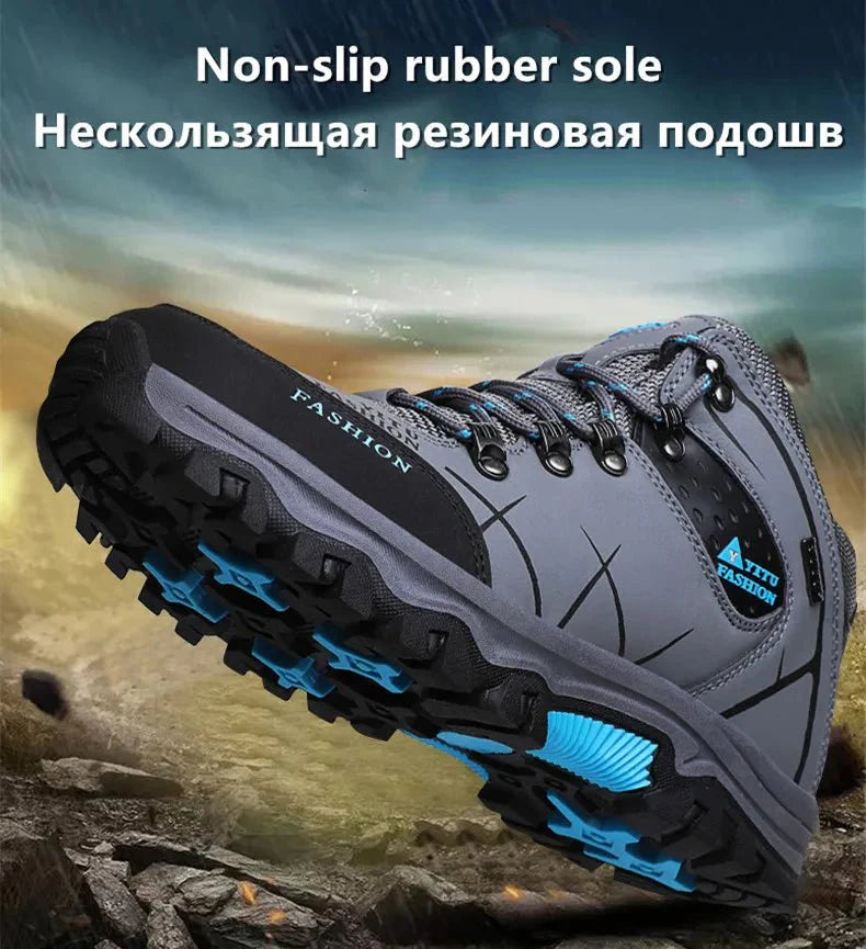 Bottes en cuir imperméables d'hiver pour hommes de qualité supérieure pour activités en plein air