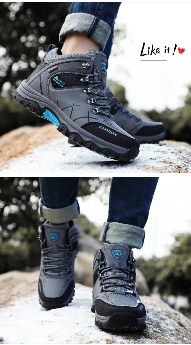 Bottes en cuir imperméables d'hiver pour hommes de qualité supérieure pour activités en plein air