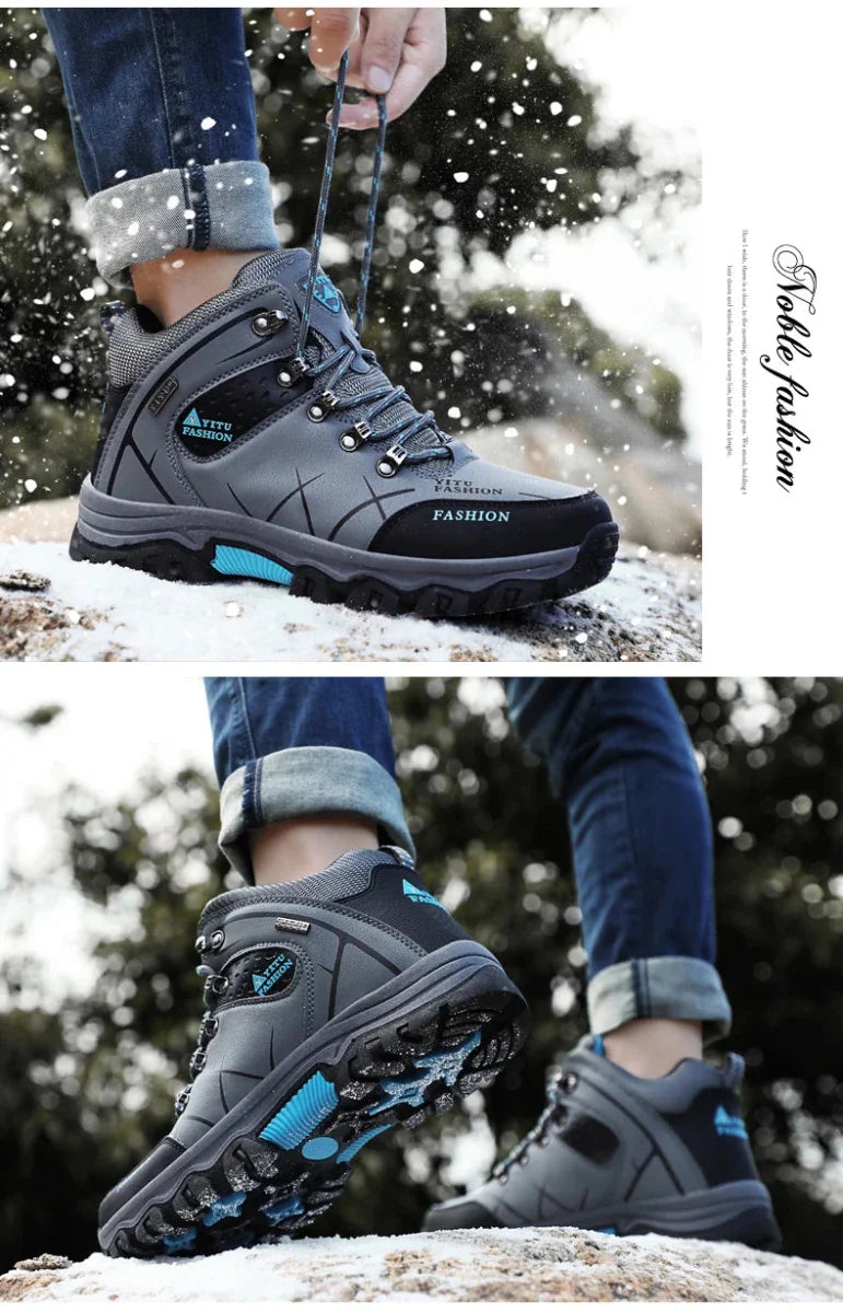 Bottes en cuir imperméables d'hiver pour hommes de qualité supérieure pour activités en plein air