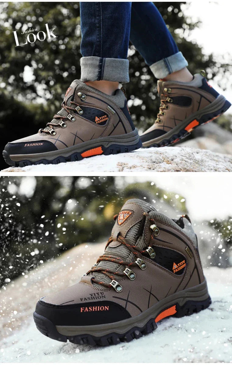 Bottes en cuir imperméables d'hiver pour hommes de qualité supérieure pour activités en plein air