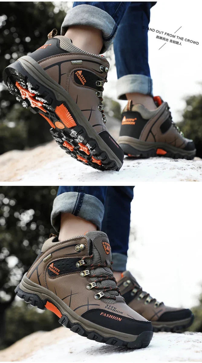 Bottes en cuir imperméables d'hiver pour hommes de qualité supérieure pour activités en plein air