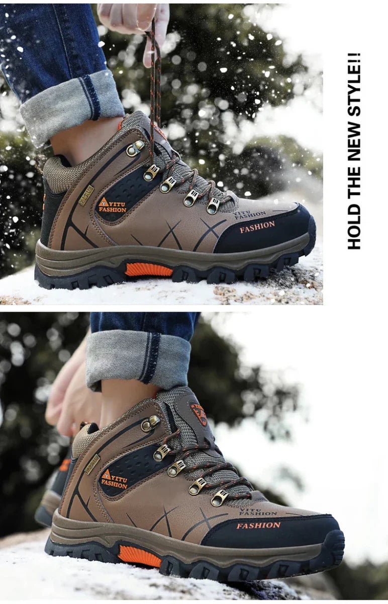 Bottes en cuir imperméables d'hiver pour hommes de qualité supérieure pour activités en plein air