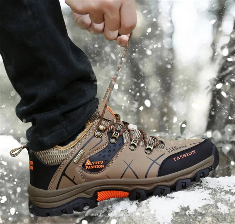 Bottes en cuir imperméables d'hiver pour hommes de qualité supérieure pour activités en plein air
