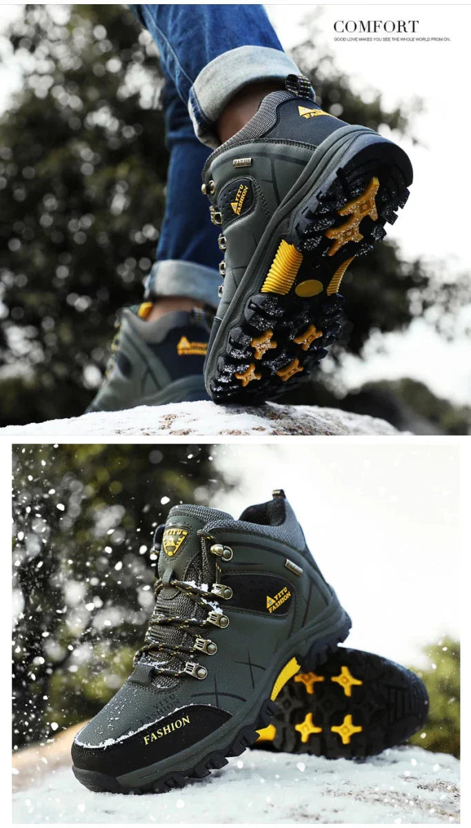 Bottes en cuir imperméables d'hiver pour hommes de qualité supérieure pour activités en plein air