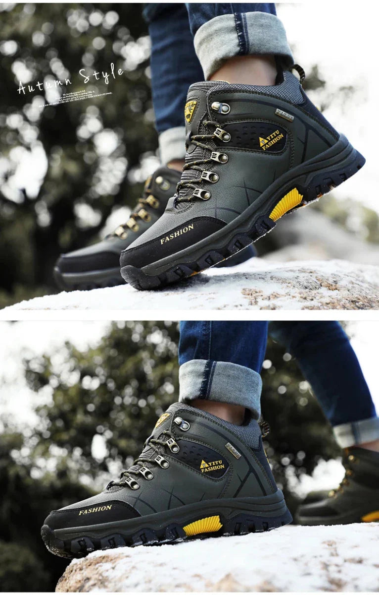Bottes en cuir imperméables d'hiver pour hommes de qualité supérieure pour activités en plein air