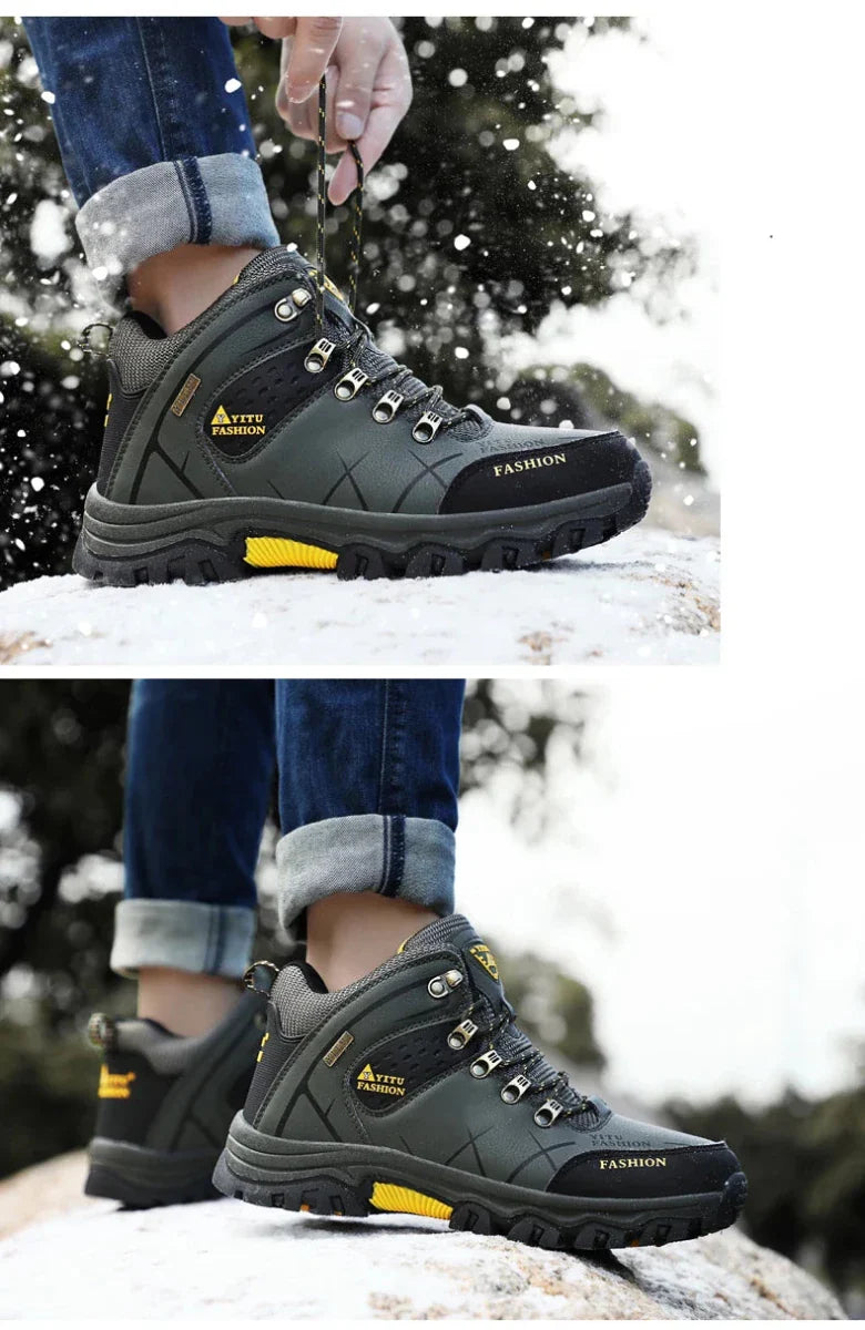 Bottes en cuir imperméables d'hiver pour hommes de qualité supérieure pour activités en plein air
