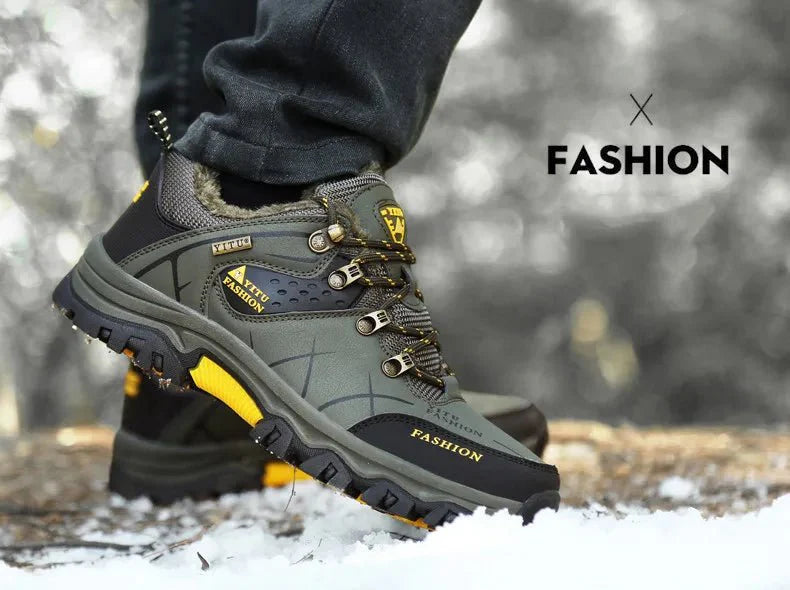 Bottes en cuir imperméables d'hiver pour hommes de qualité supérieure pour activités en plein air